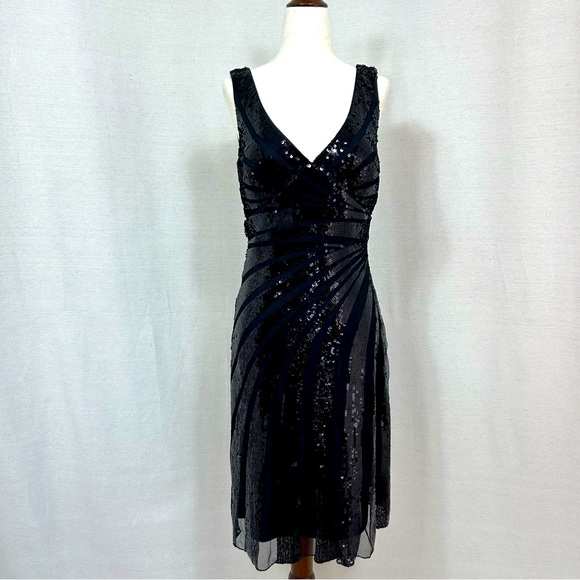 Black JS Collections Sequin Strip Mesh Dress - Picture 2 of 7